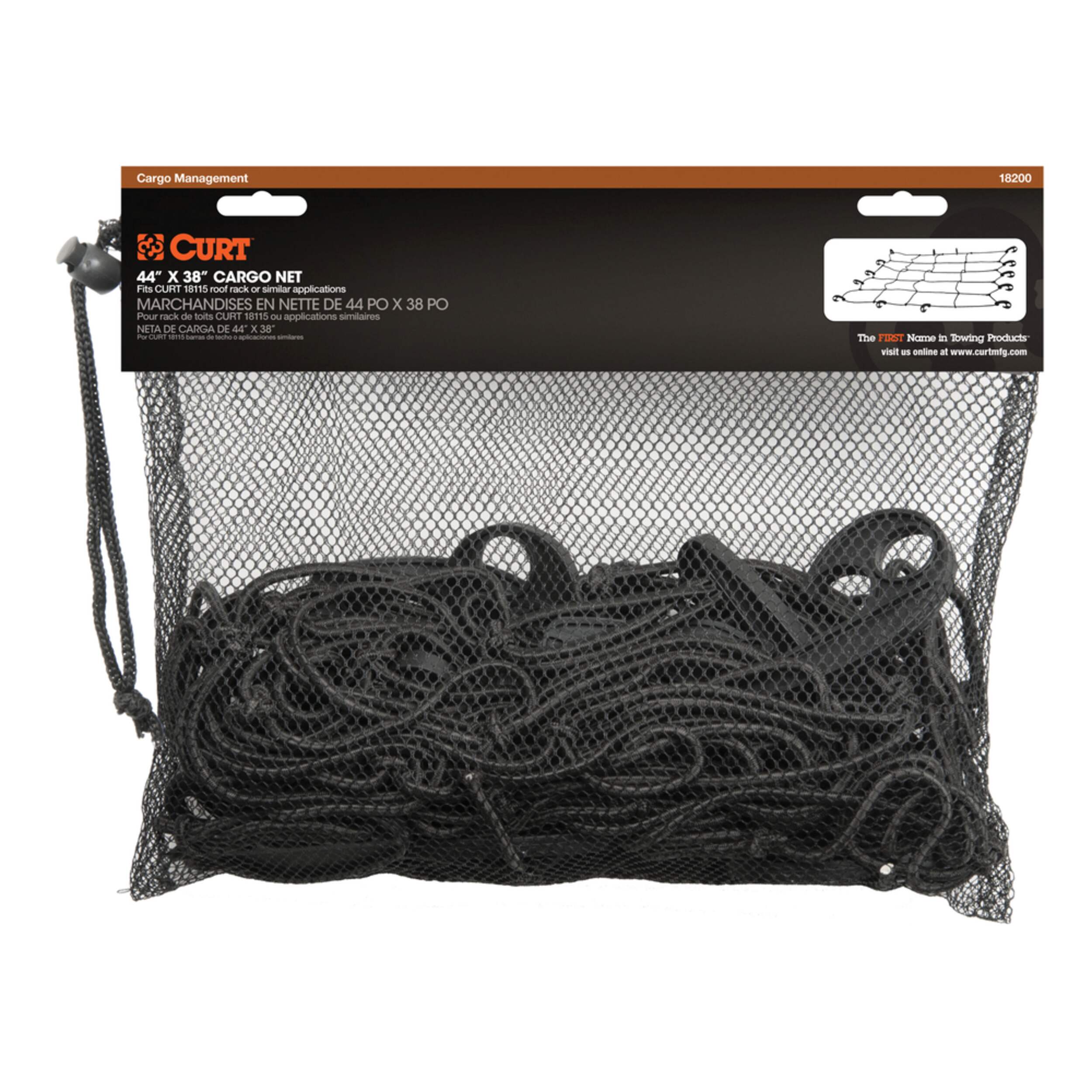 CURT Elastic Cargo Net for Roof Basket Front_Flat