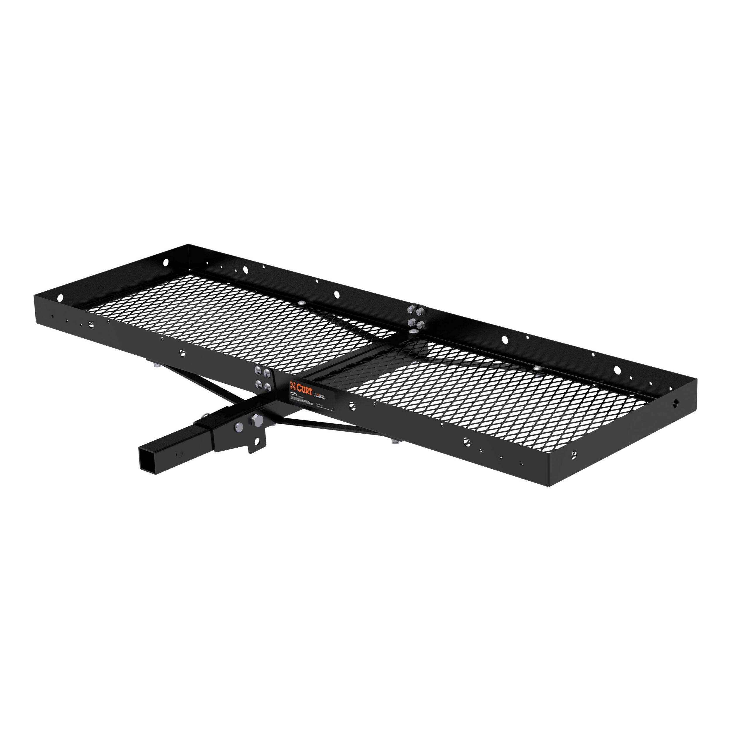 CURT Steel Tray-Style Cargo Carrier, 60 x 20-in, 500 lbs Front_Three_Fourths_Angled_Left
