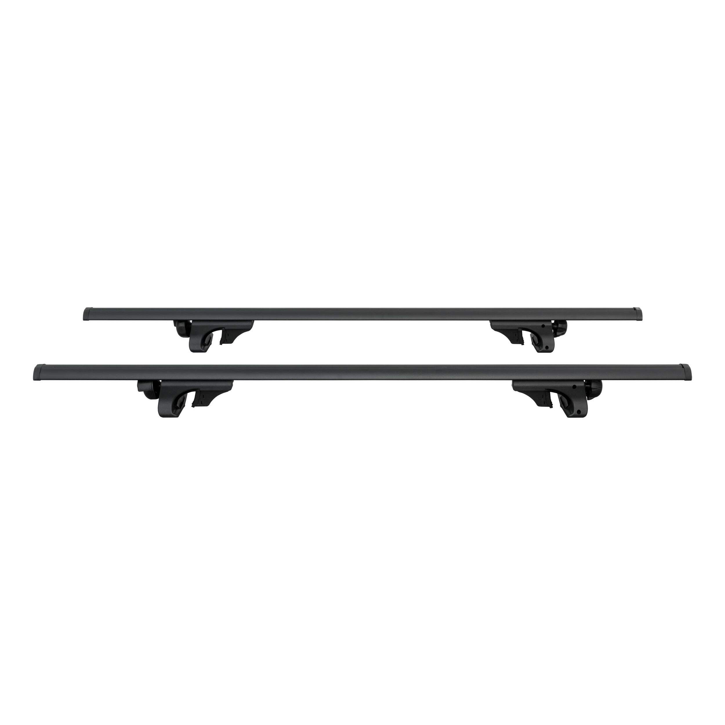 CURT Universal Aluminum Raised Rail Roof Rack And Crossbars, Black, 53-3/8-in, 2-pc Front_Flat