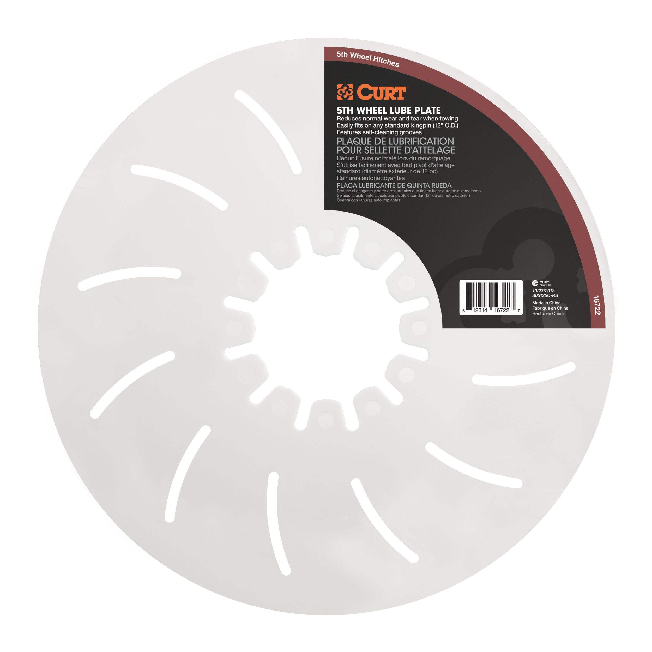 CURT 5th Wheel Lube Plate, 12-in Front_Flat