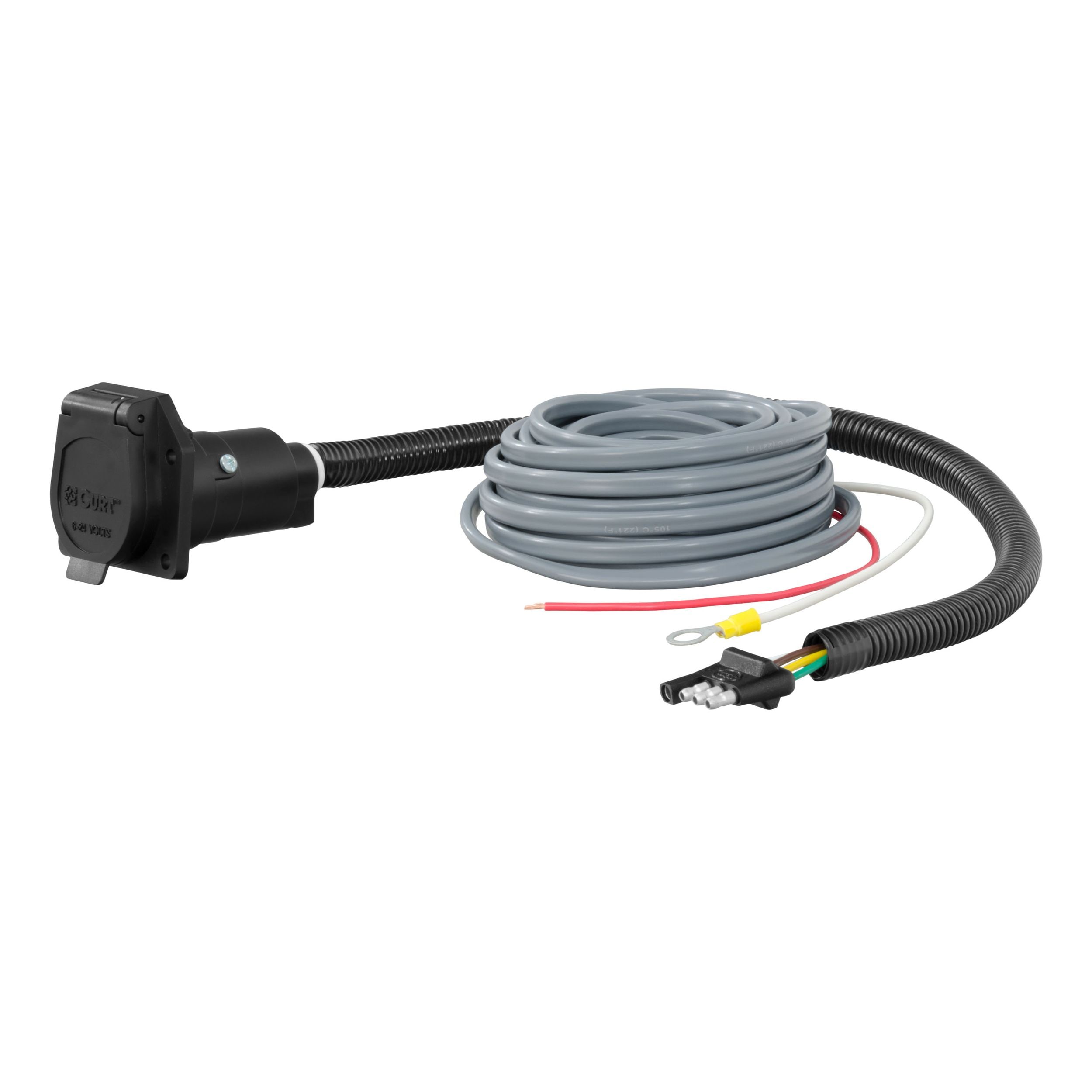 CURT 57186 4Way Flat Vehicle & Trailer Electrical Adapter with Brake