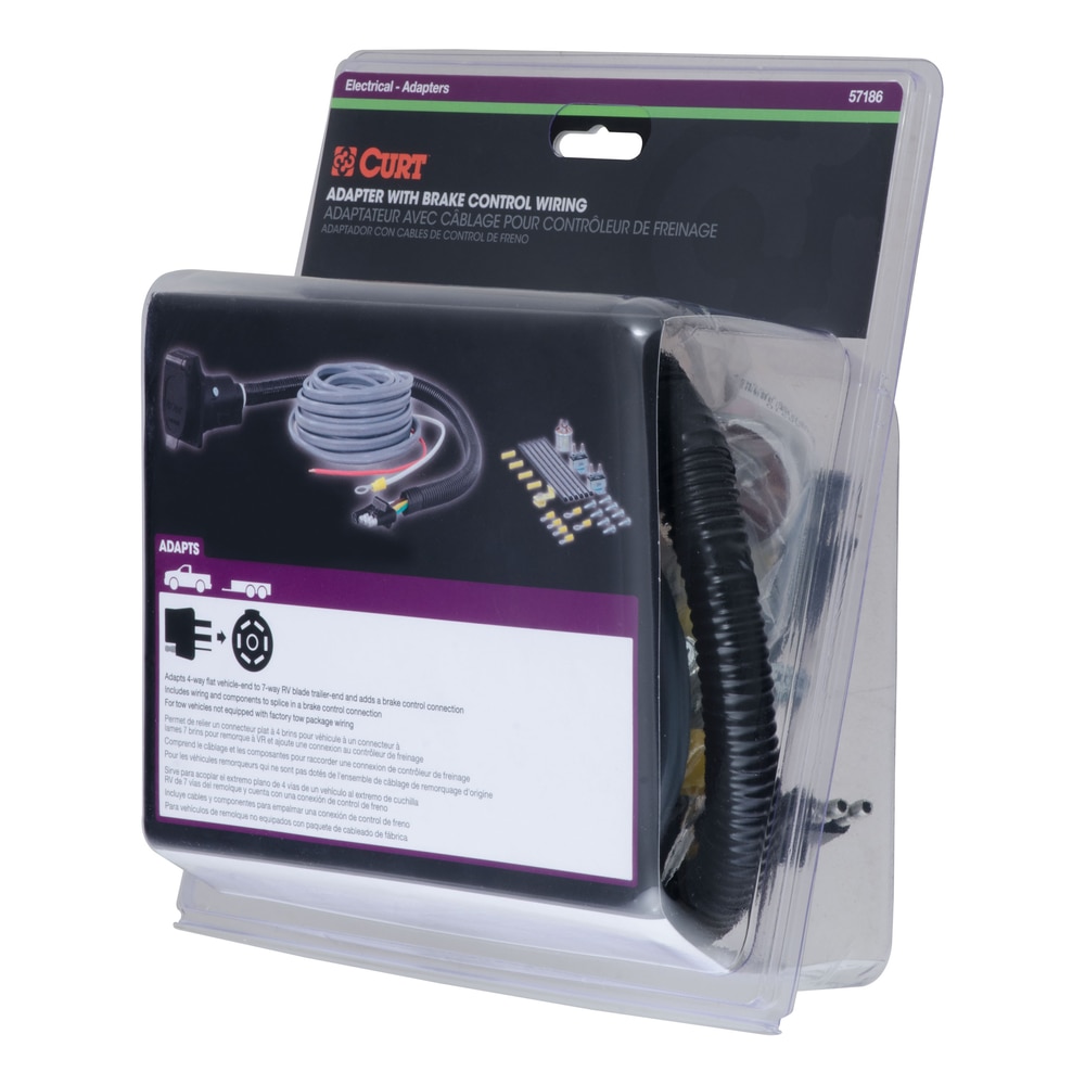 CURT 57186 4Way Flat Vehicle & Trailer Electrical Adapter with Brake