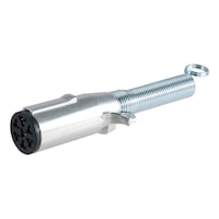 CURT 58181 7-Way Round Connector Plug with (Trailer Side, Packaged) Front_Three_Fourths_Angled_Left