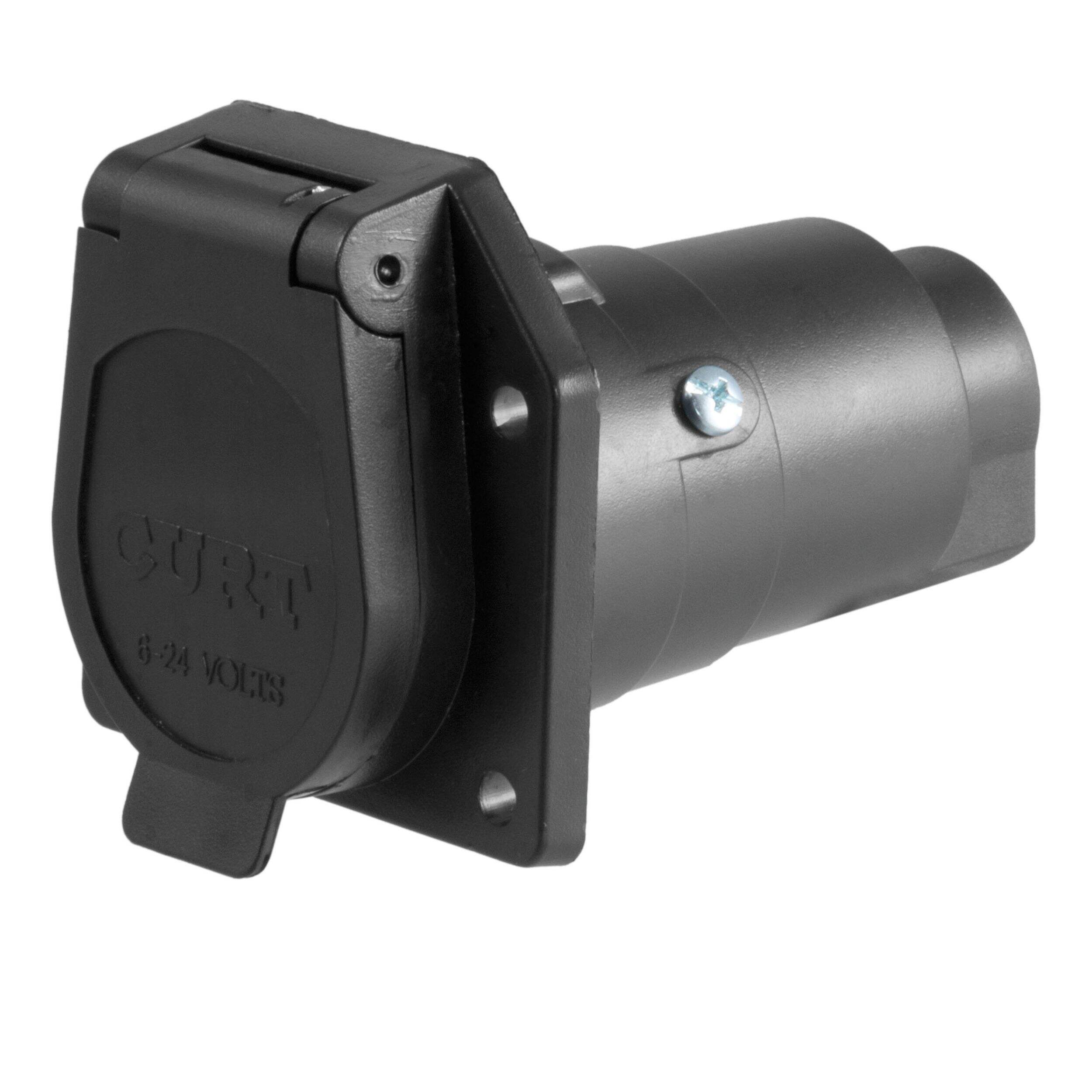 CURT 58151 7-Way Vehicle Connector Plug & Socket Front_Three_Fourths_Angled_Left