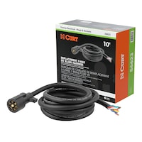 CURT 56623 Replacement 7-Pin RV Blade Trailer Wiring Harness Plug, 10-Foot Blunt-Cut Wires, Boxed Front_Angled_Left