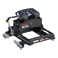 CURT 16698 A20 5th Wheel Slider Hitch, 20,000 lbs, Select Chevy Silverado, GMC Sierra 2500, 3500 HD, 6.5-ft Bed Puck System Front_Angled_Right