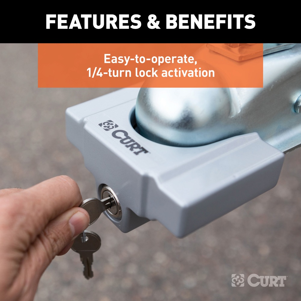 Serrure de coupleur de remorque à lèvres plat CURT, 1 7/8 po ou 2 po