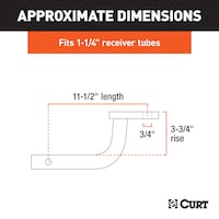 Support à boule d'attelage CURT 45023 catégorie 1 (tige 1 1/4 po, 2 000 lb, élévation 3 3/4 po) Side_Right