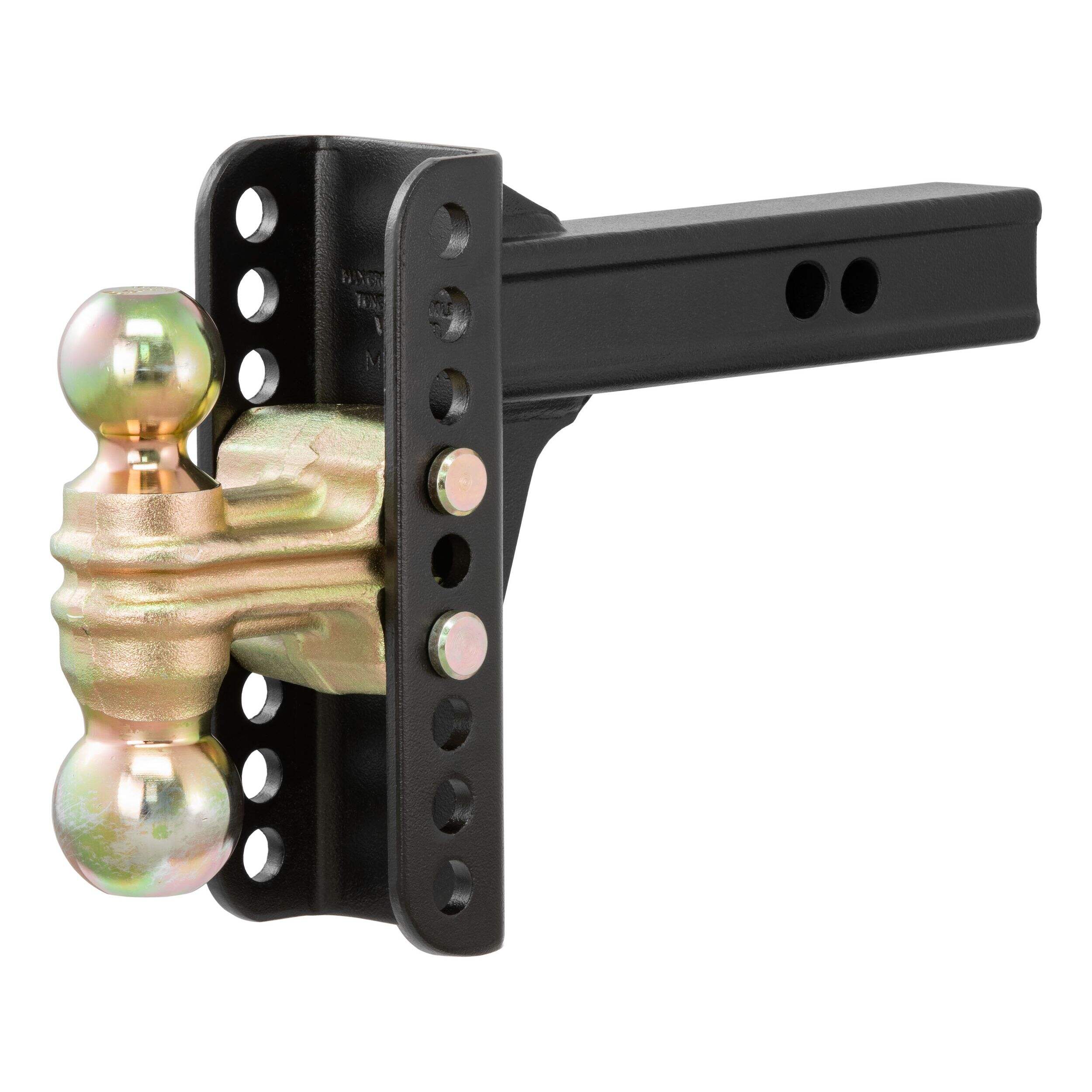 CURT 45900 Adjustable Channel Mount with Dual Ball & 2-in Shank Front_Three_Fourths_Angled_Left