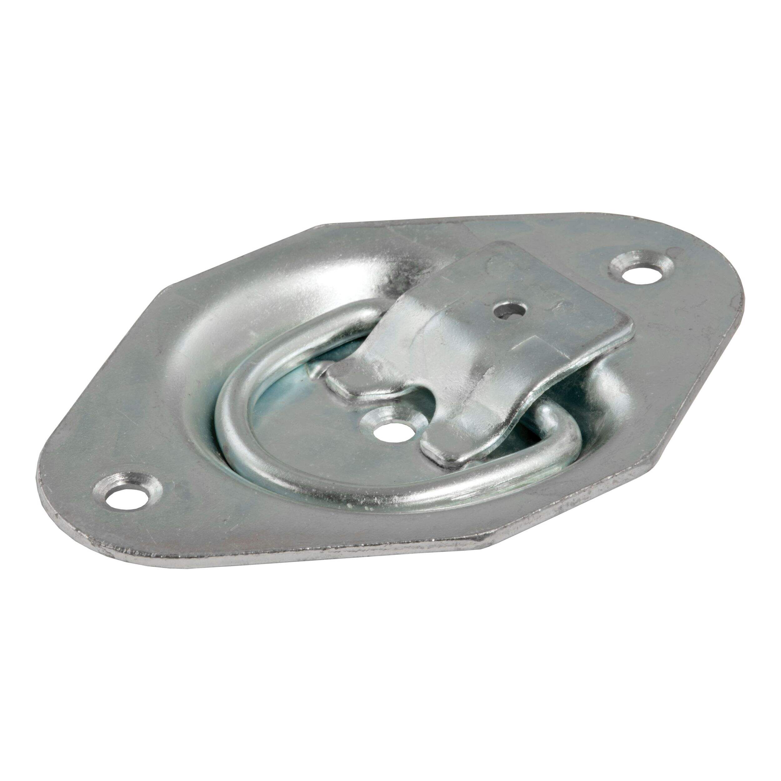 CURT 1-3/8-in x 1-7/8-in Recessed Tie-Down Ring (1200-lb, Clear Zinc) Front_Three_Fourths_Angled_Left