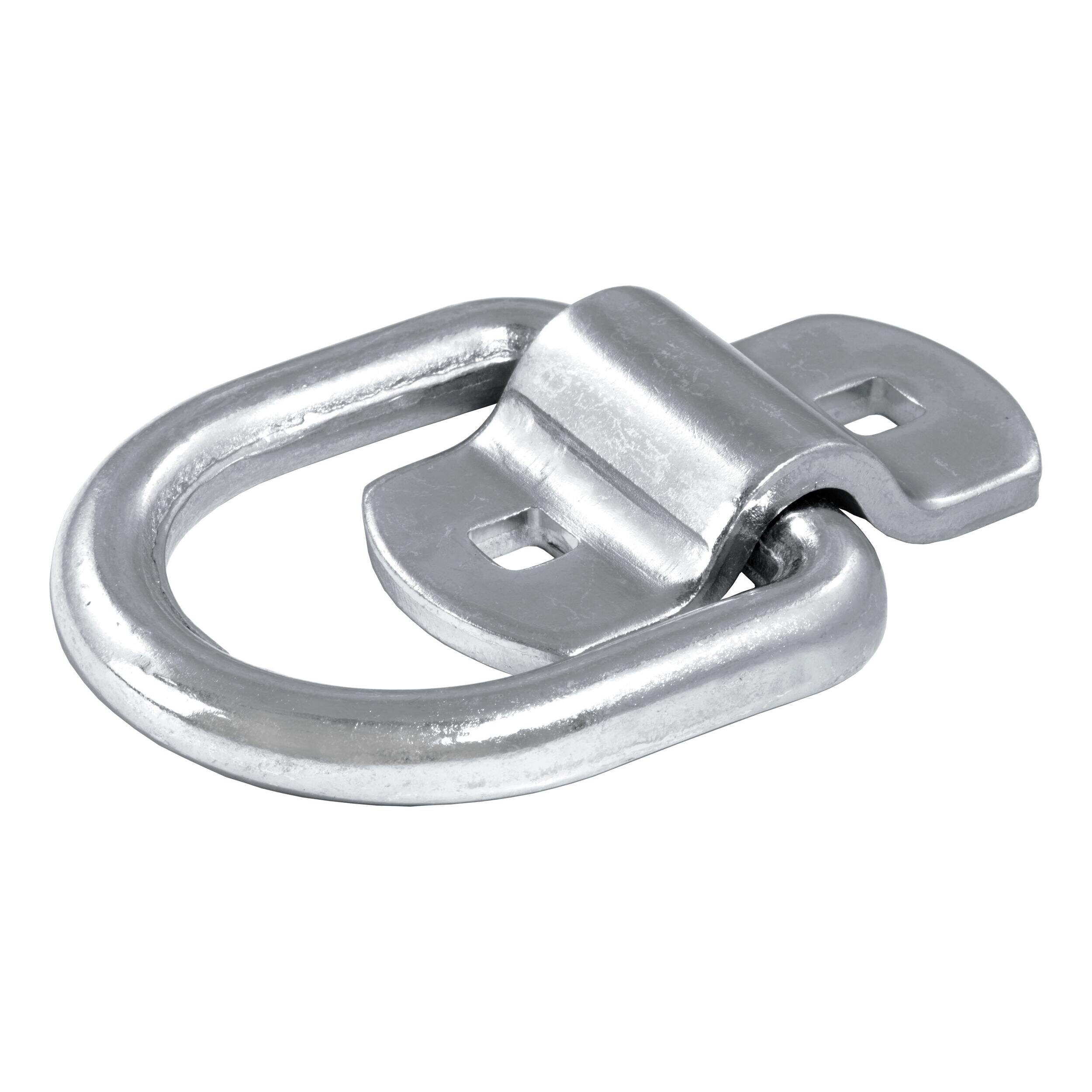 CURT 3-in x 3-in Surface-Mounted Tie-Down D-Ring (3600-lb, Clear Zinc) Front_Three_Fourths_Angled_Left