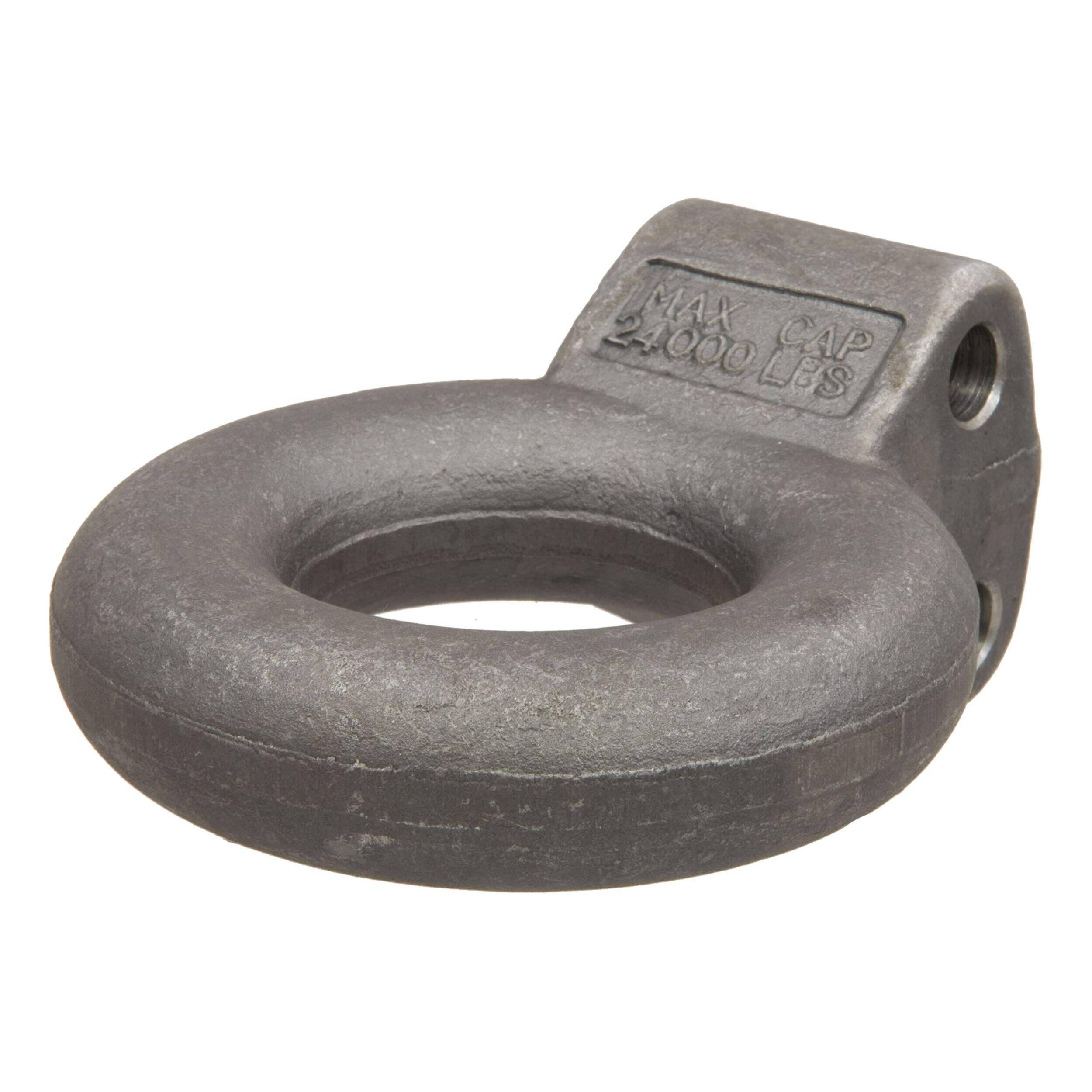 CURT 48660 Channel-Style Lunette Ring (24,000 lbs., 3" I.D., Raw) Front_Three_Fourths_Angled_Left