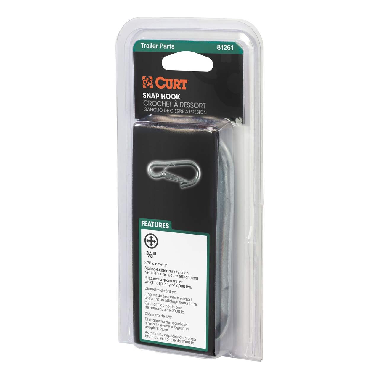 CURT 3/8 Snap Hook (2,000-lb, Packaged)