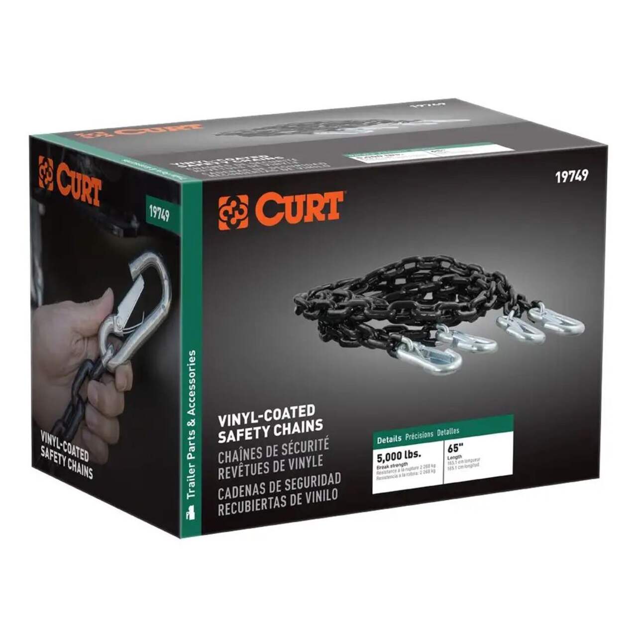 CURT 65-in Safety Chains with 2 Snap Hooks Each (5,000-lb, 2-pk)