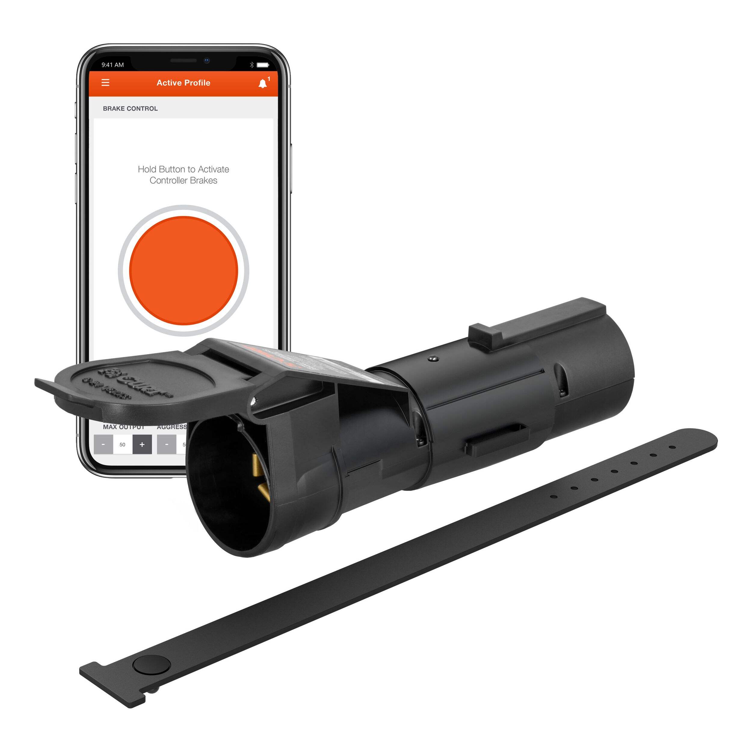Contrôleur de frein de remorque Echo Mobile CURT, 7 voies, Bluetooth Front_Three_Fourths_Angled_Left