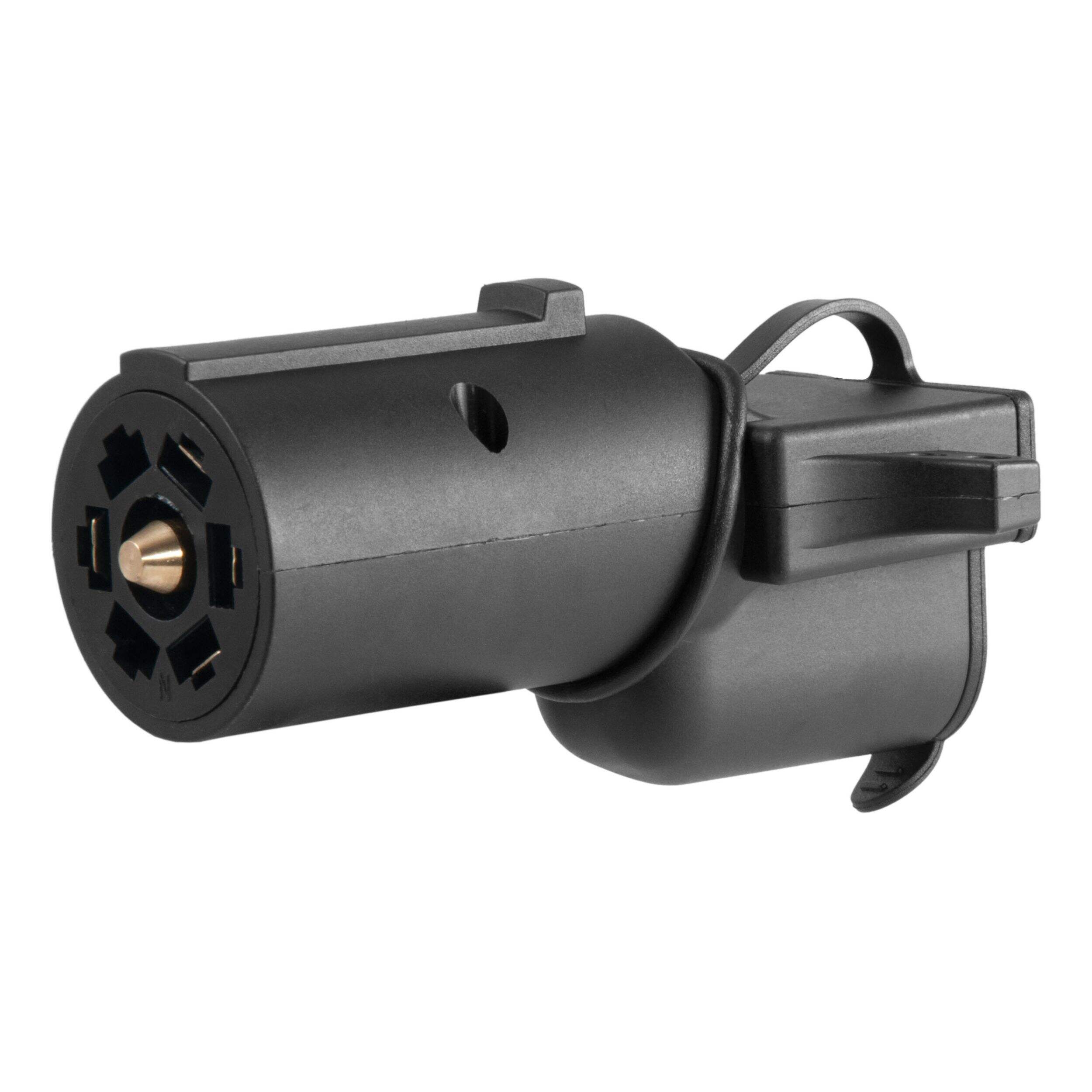 Adaptateur avec alarme secours CURT (7 voies, remorque 4 brins plats) Front_Angled_Left