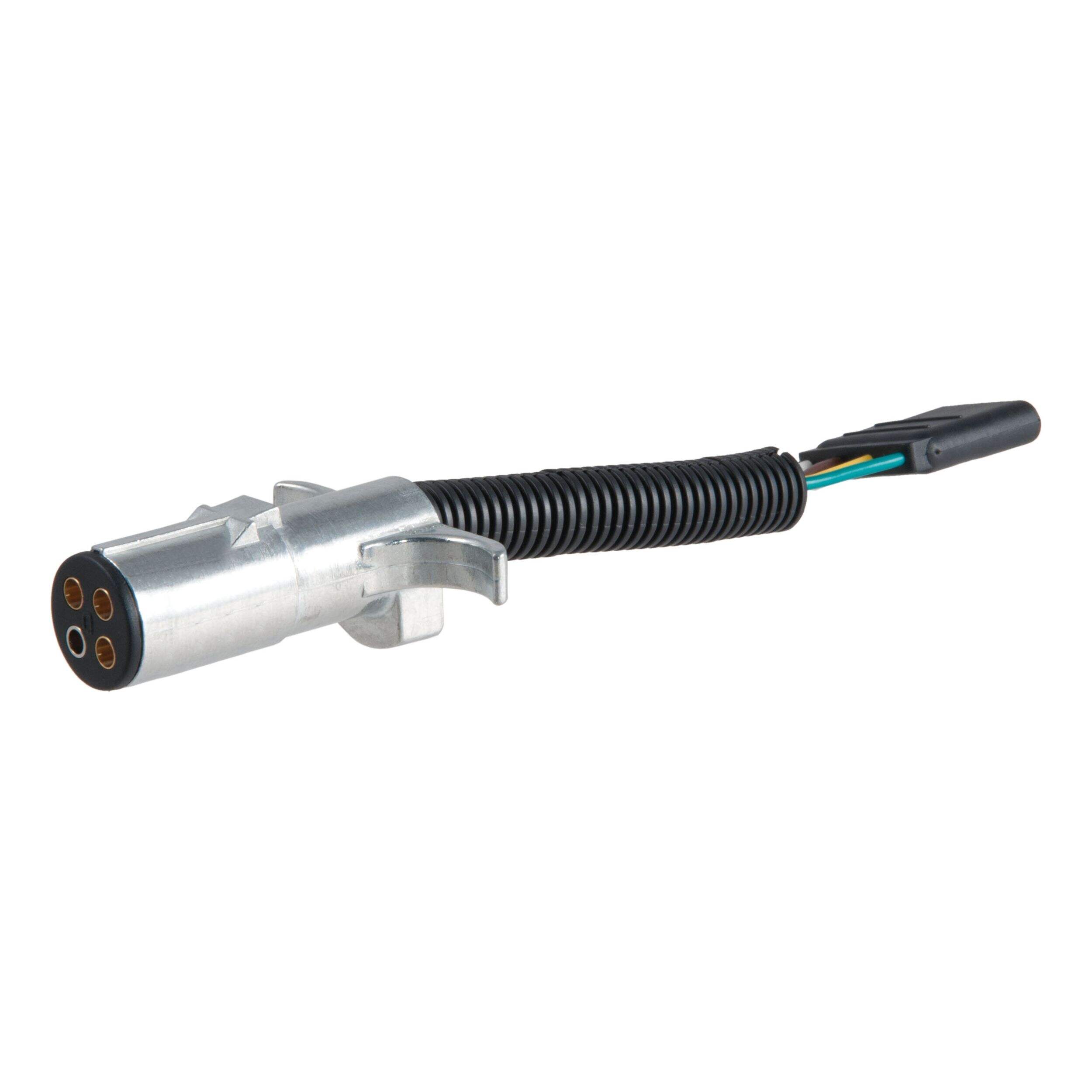 CURT 57224 Electrical Adapter 4-Way Round Vehicle to 4-Way Flat Trailer Front_Angled_Left
