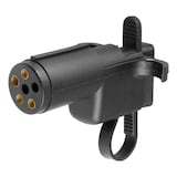 CURT 57627 Electrical Adapter with Tester (6-Way Round to 4-Way Flat) Front_Angled_Left