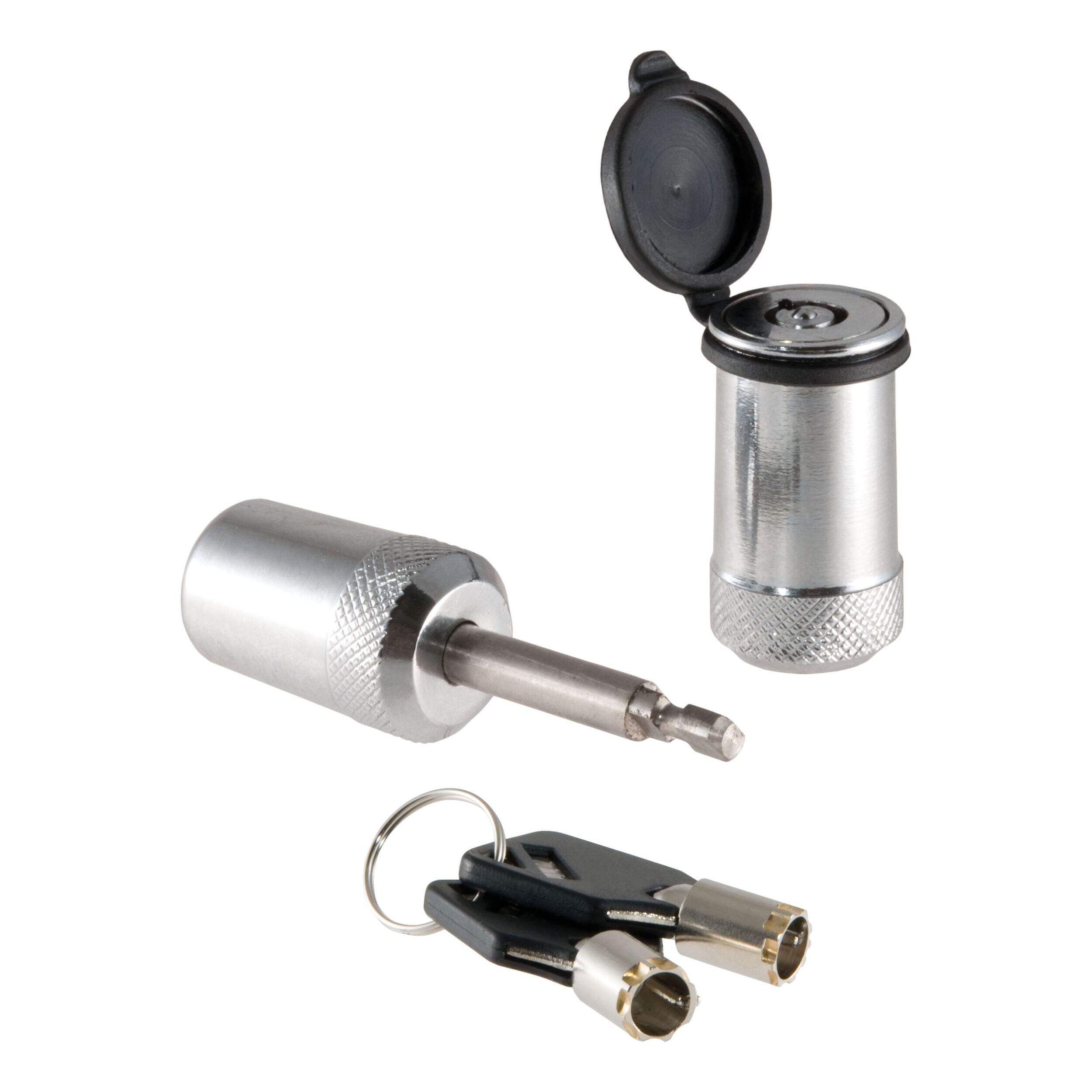 Verrou coupleur CURT 23503 (goupille de 1/4 po, angle droit, chromé) Front_Angled_Right