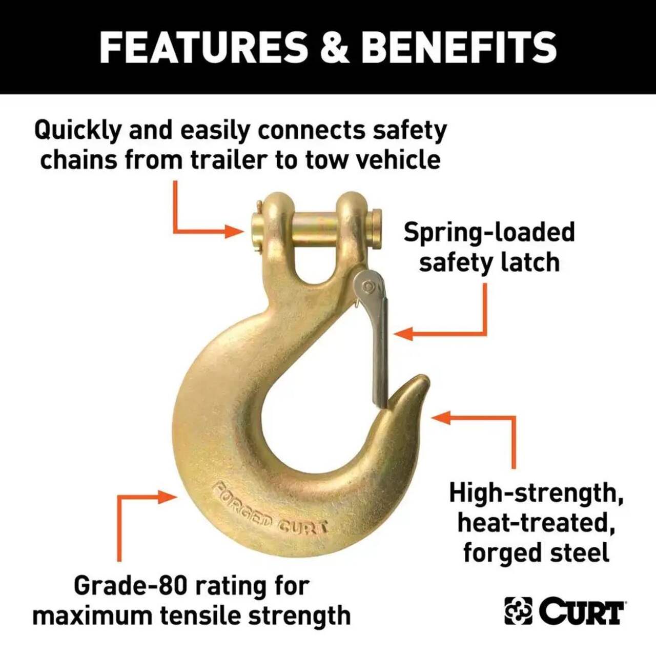 CURT 5/8-in Safety Latch Clevis Hook (65,000-lb)