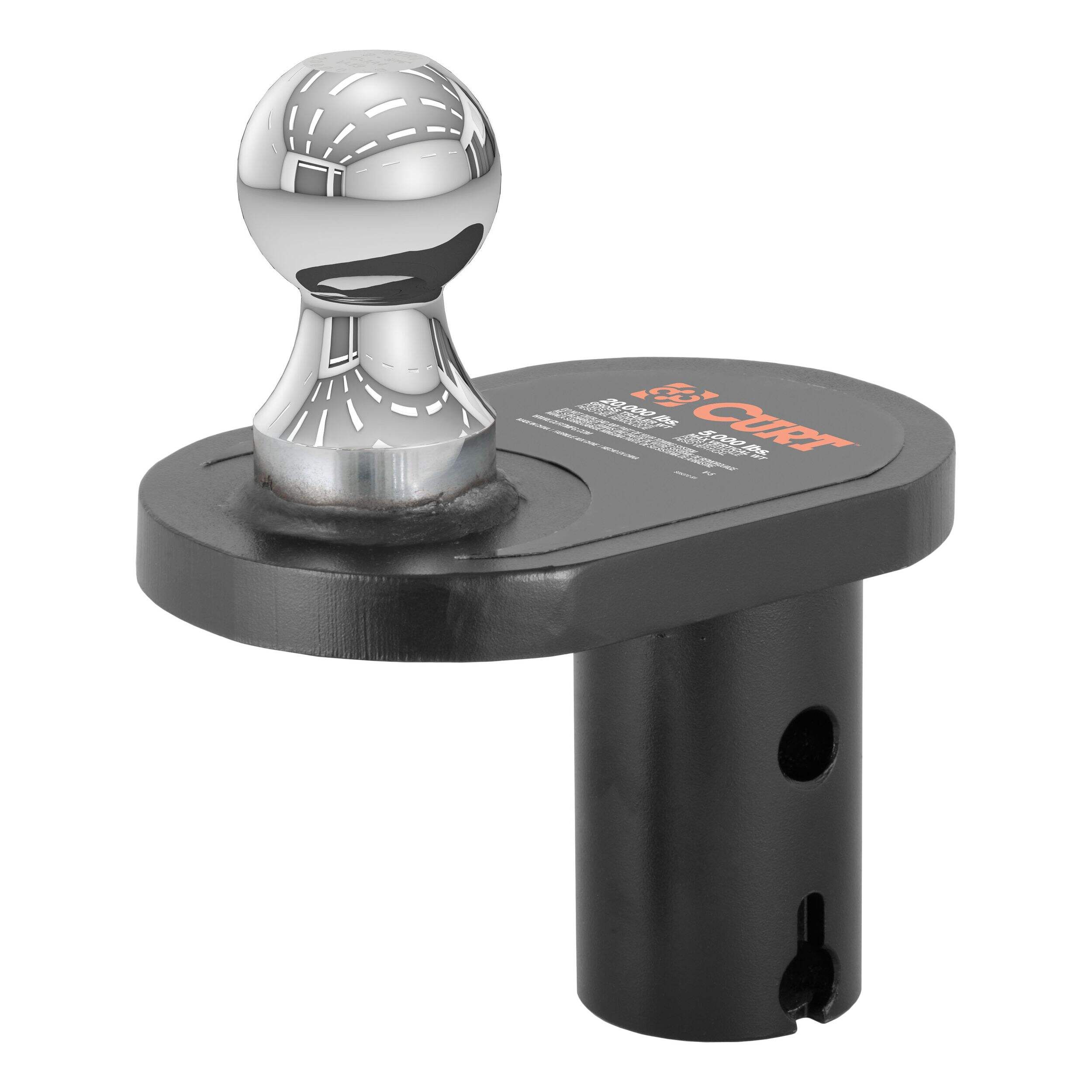 CURT Double Lock 2-5/16-in Offset Gooseneck Ball, 4-in Rearward Offset Front_Three_Fourths_Angled_Right