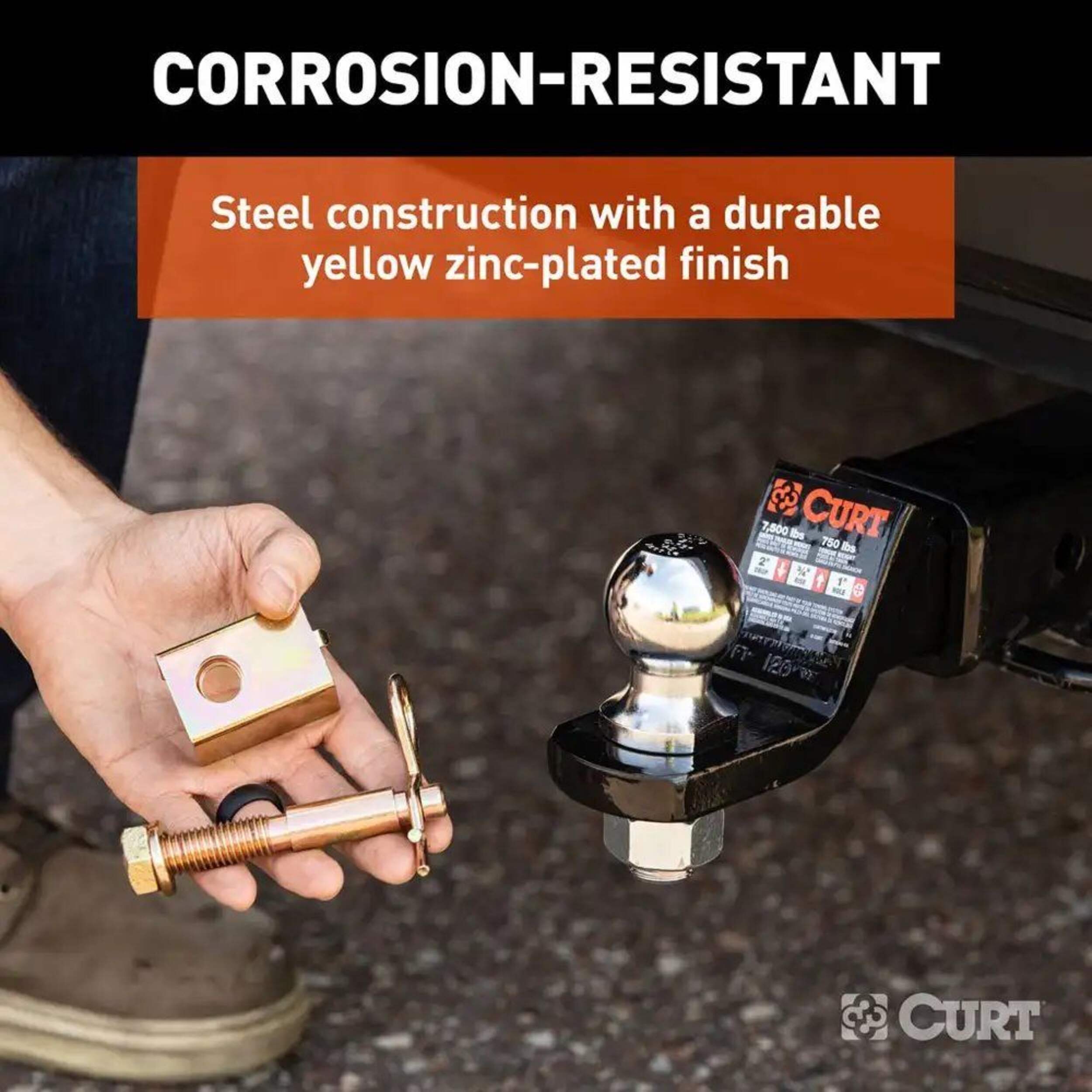 CURT AntiRattle Hitch Pin and Shim (2in Receiver with 5/8in Hole