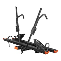 CURT 18088 Aluminum Tray-Style 2-Bike Platform Rack, Hitch Mount, Black Front_Angled_Left