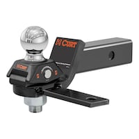 CURT 45149 RockerBall Cushion Hitch Ball Mount with Trailer Sway Control Tab, 7,500 lb, 2-in Shank Front_Angled_Left
