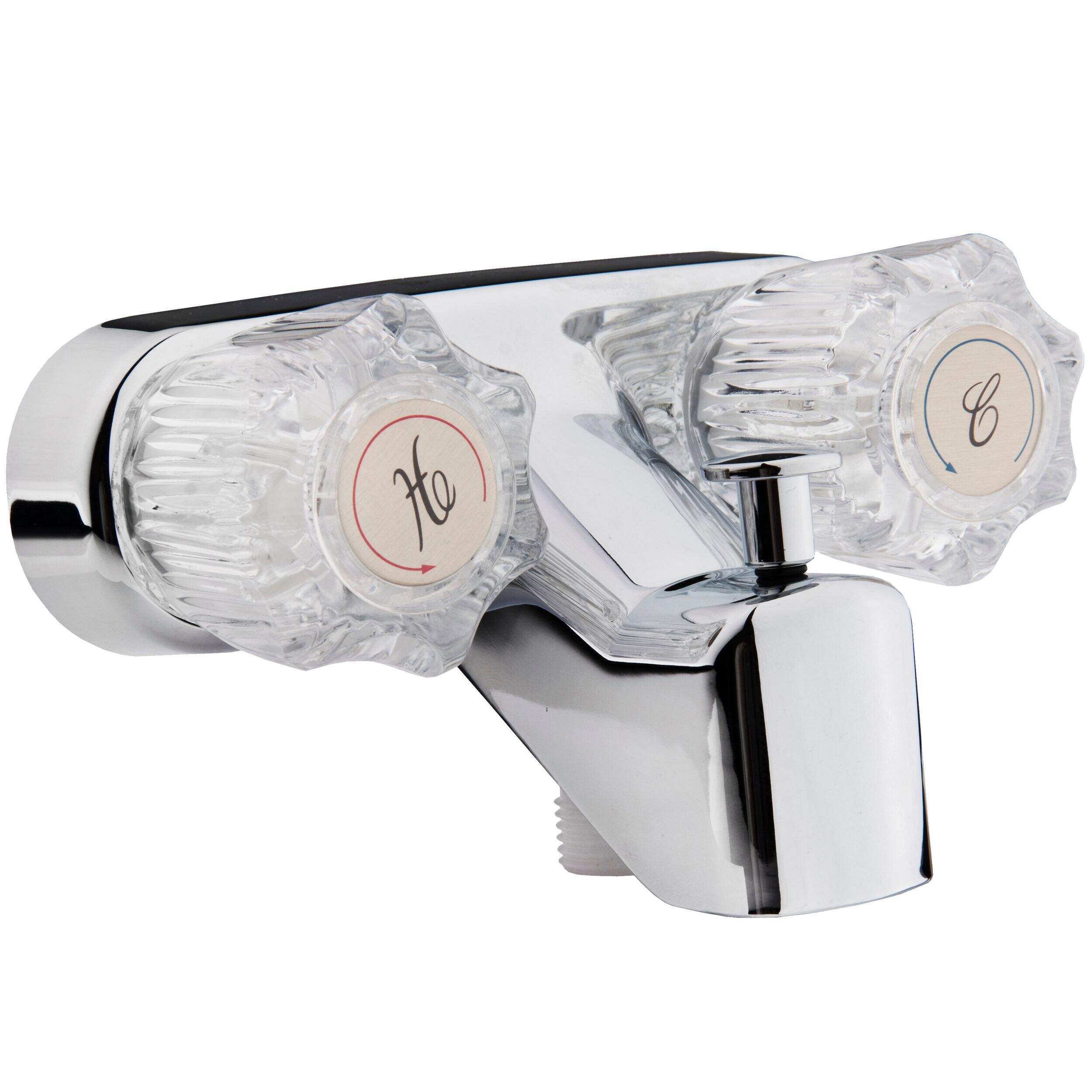 Dura Faucet DF-SA110A-CP-CA Plastic RV Tub & Shower Diverter Faucet Valve, White Front_Three_Fourths_Angled_Right