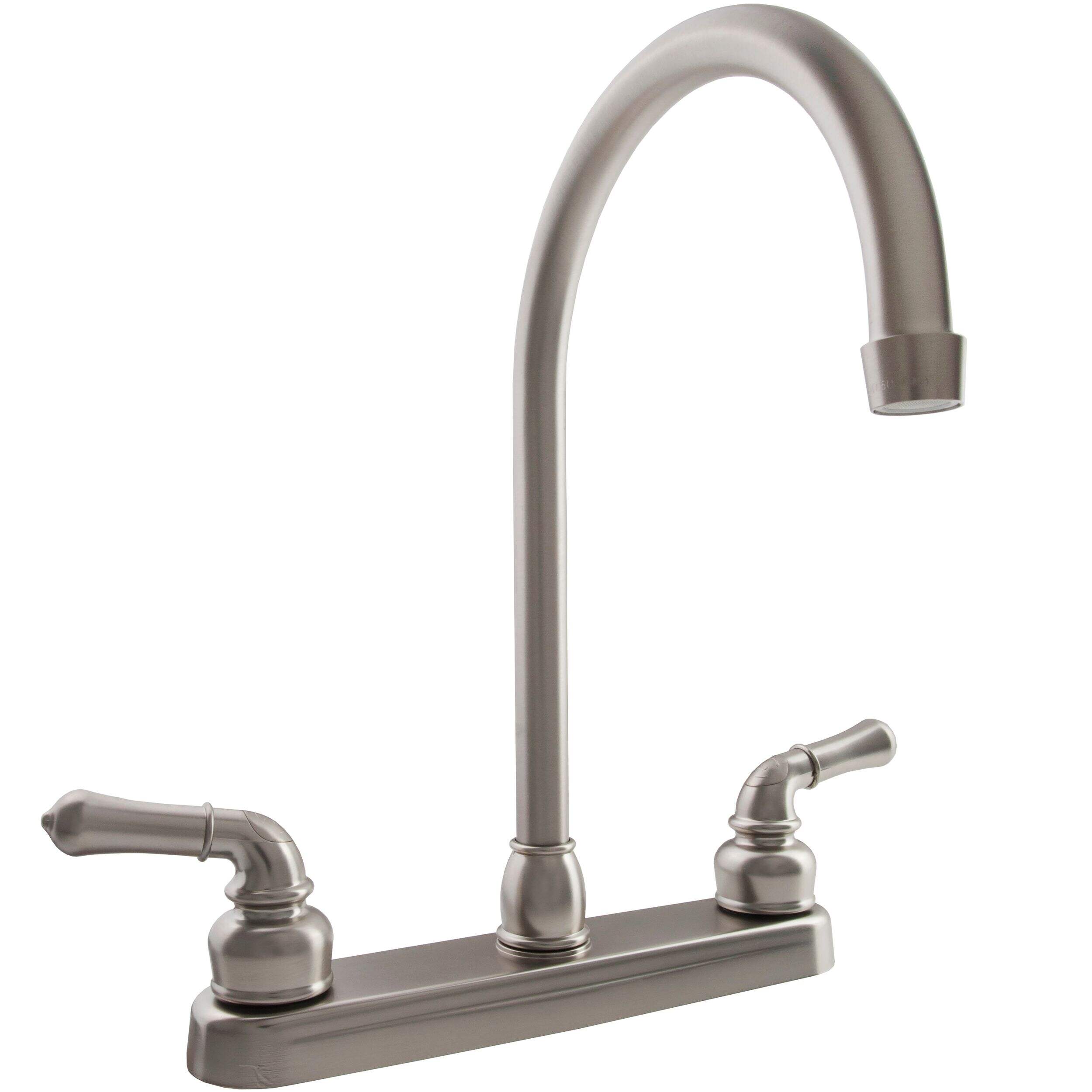 Dura Faucet DF-PK330HC-SN-CA Plastic RV J-Spout Kitchen Faucet, Satin Nickle Front_Three_Fourths_Angled_Right