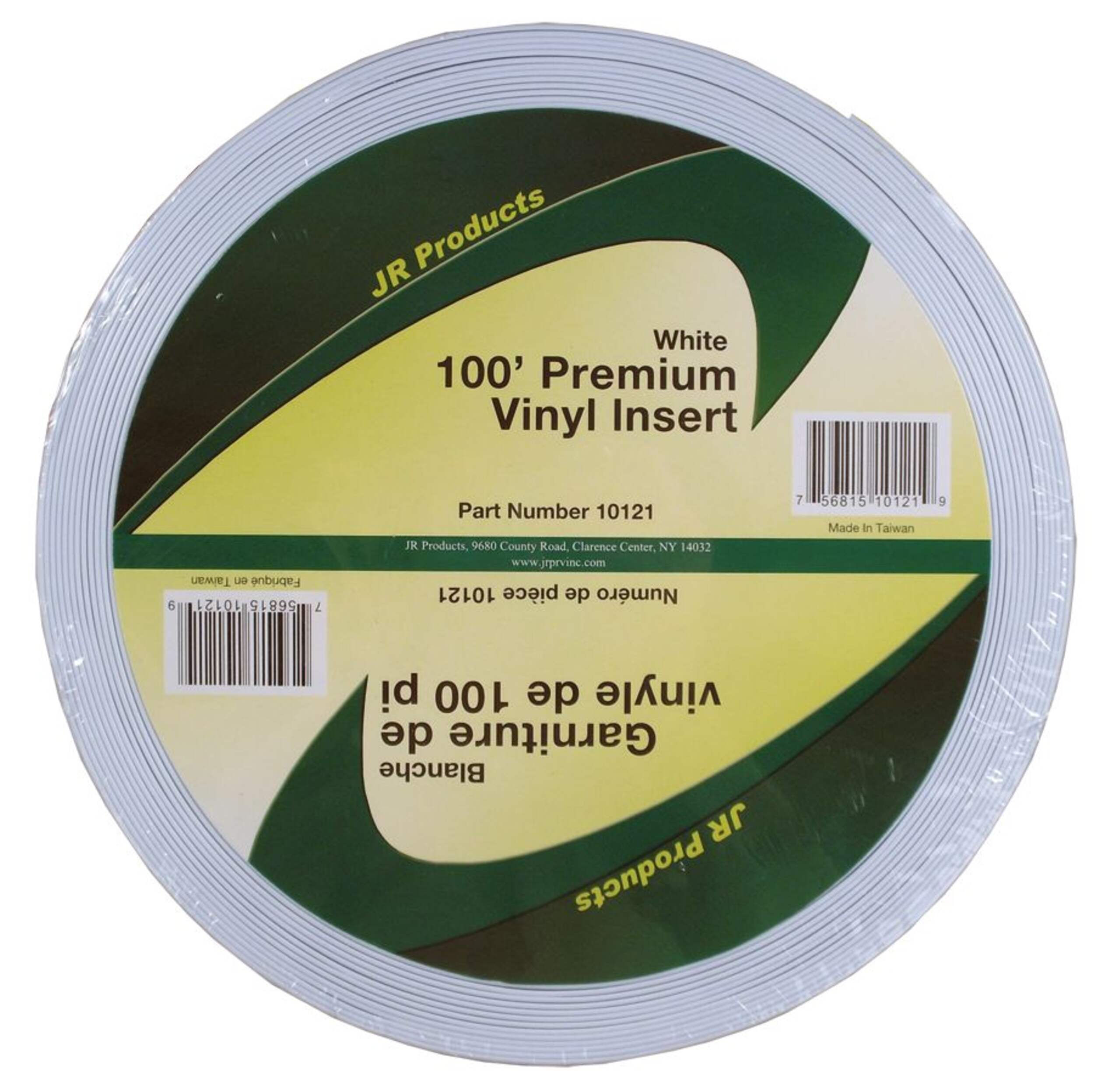 Insertion en vinyle JR Products 10121, 100 pi, blanc Front_Flat