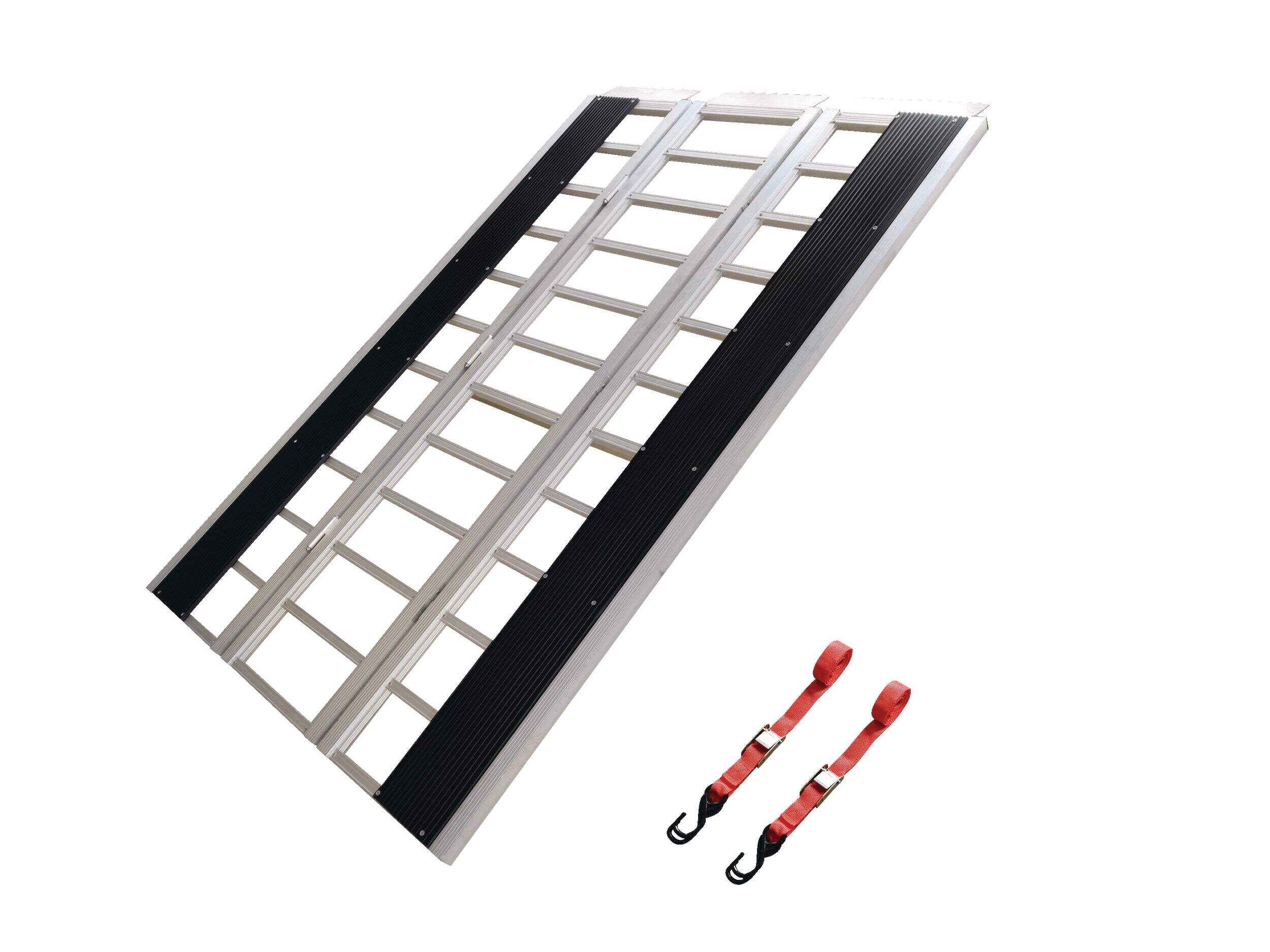 MaxWorks Aluminum Tri-Panel Folding Aluminum Loading Ramp, Non-Slip & Stable Base, 85 x 54-in, 1500-lb Front_Three_Fourths_Angled_Left