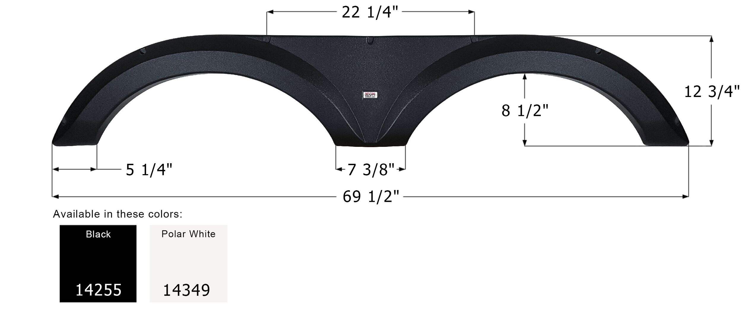 Icon 14255 Fender Skirt, Tandem, Jayco, FS4255, Black Overhead_Flat