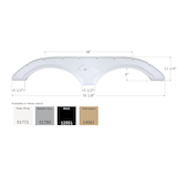 Icon 01772 Fender Skirt, Tandem, Keystone, FS1772, Polar White Overhead_Flat