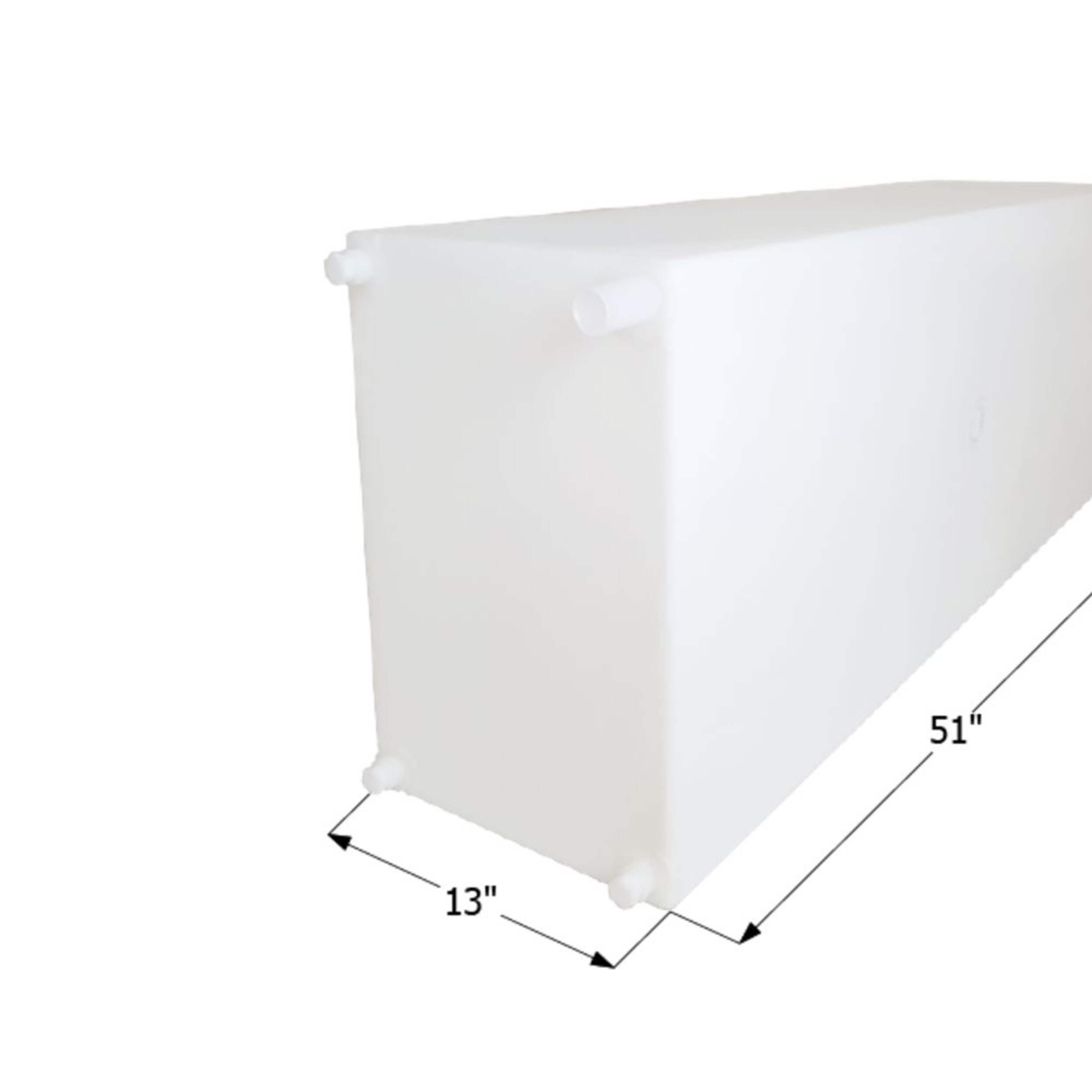 Icon 12716 Fresh Water Tank, WT2452, 51x20x13-in, 54-Gallon, w/ .5-in Fittings Front_Angled_Left