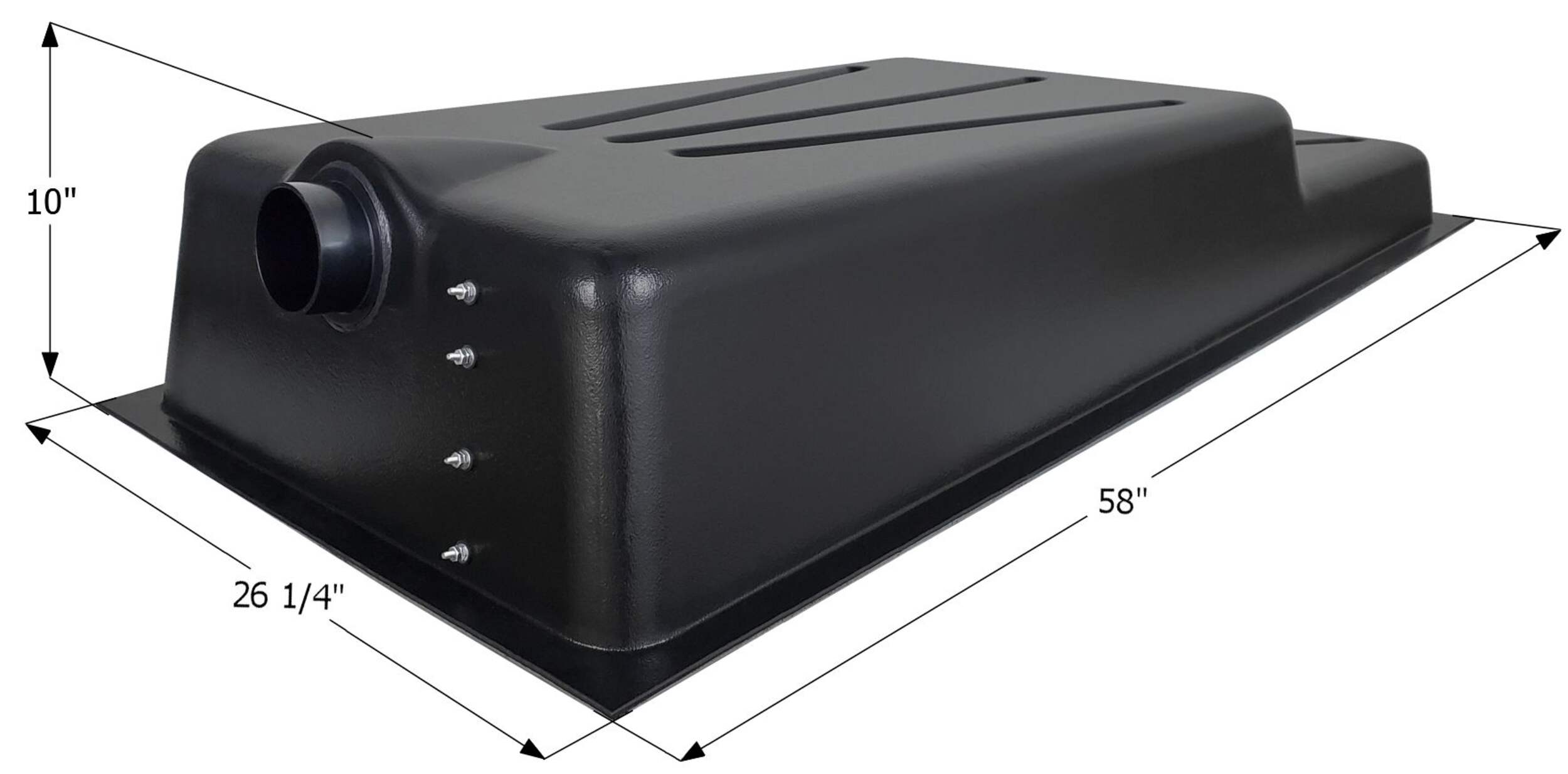 Icon 01585 Holding Tank Recessed Drain, HT330-RE, Black, 36-Gal, 58-in x 26.25-in x 10-in Front_Angled_Left