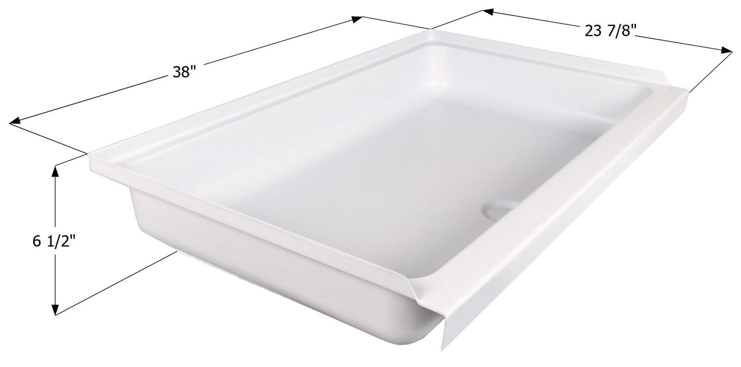 Icon 15242 Shower Pan, SP2438-PW, Center Drain, Assembly Overhead_Plunge