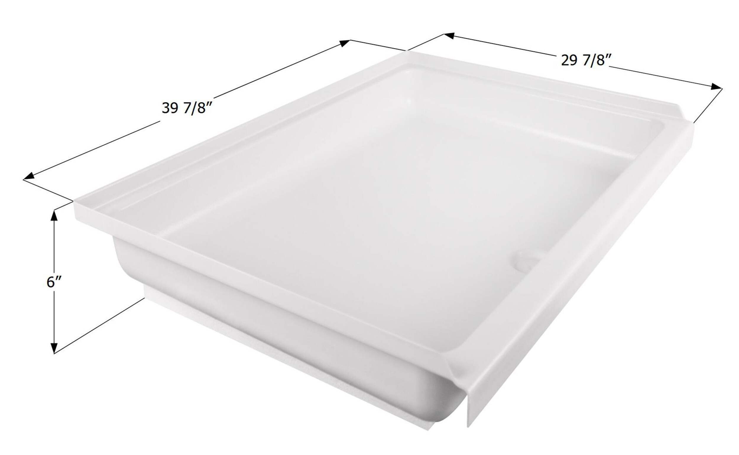 Icon 15585 Shower Pan, SP3040-PW, Center Drain, Assembly Overhead_Plunge
