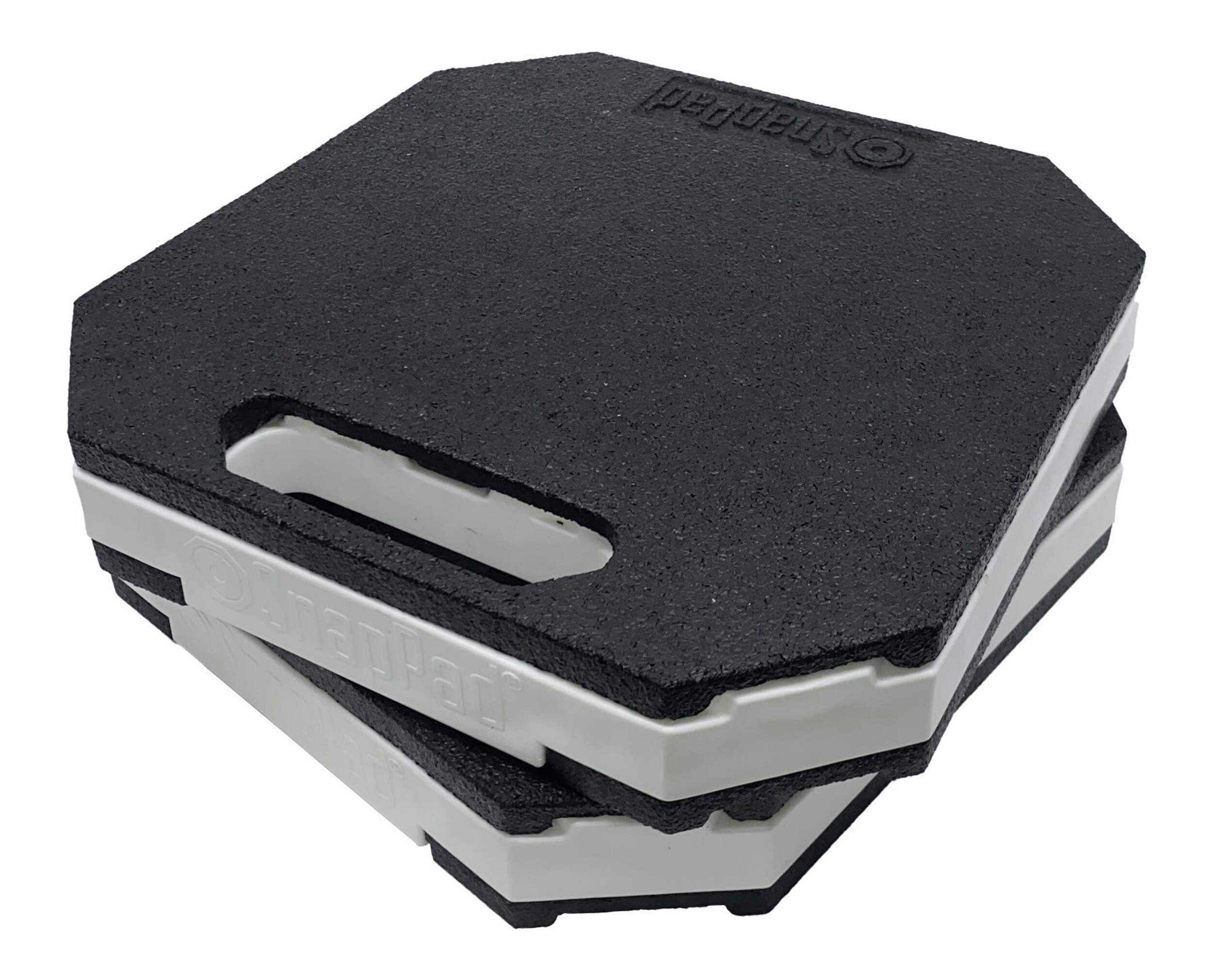 SnapPad StakPad RV Stacker Leveling Block/Jack Pad for Drive-On, White/Black Overhead_Plunge