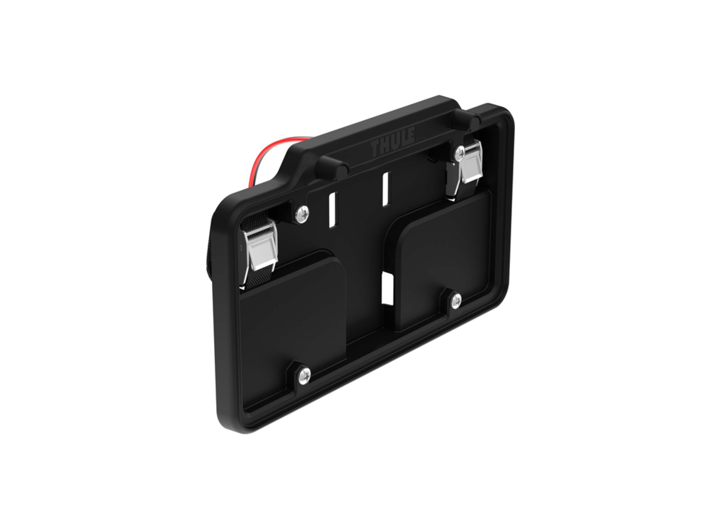 Thule License Plate Holder, Black Front_Three_Fourths_Angled_Right
