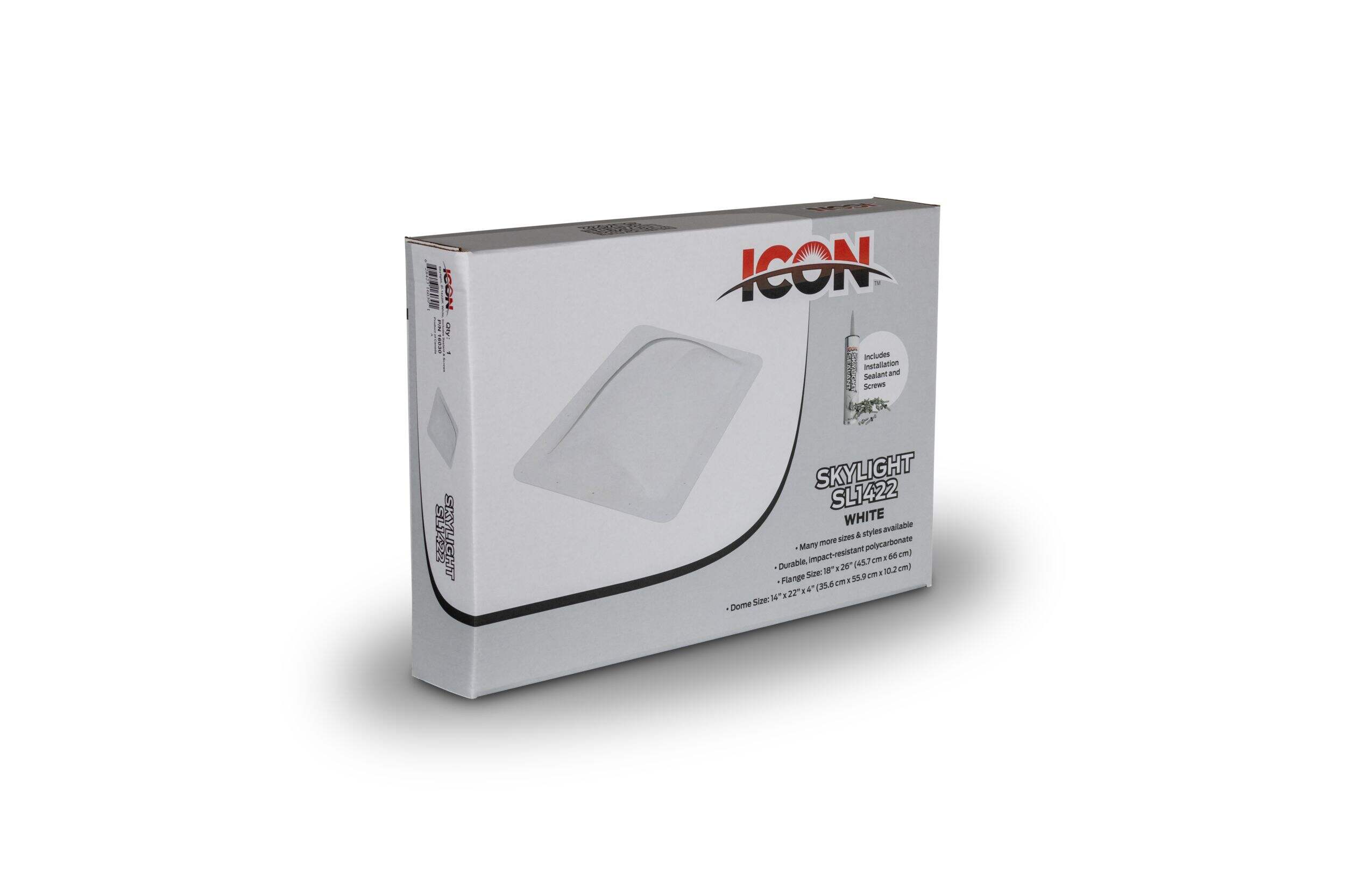 Icon Skylight Kit, 14-in x 22-in RV Skylight, White, SL1422 Front_Three_Fourths_Angled_Right