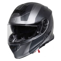 Origine Delta Modular Helmet with Electric Shield, Black/Titanium Front_Three_Fourths_Angled_Left
