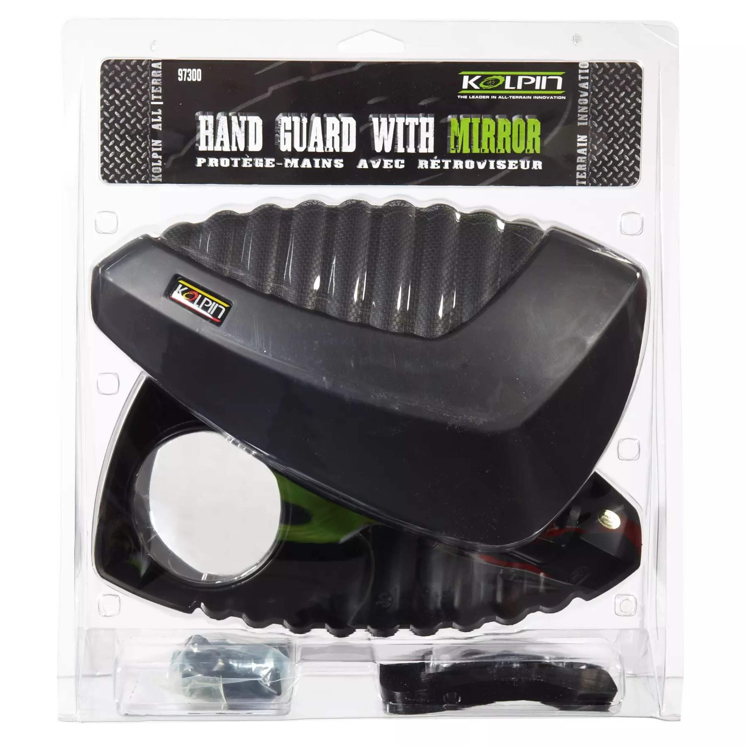 Kolpin Universal ATV Hand Guard with Rearview Mirror Front_Flat