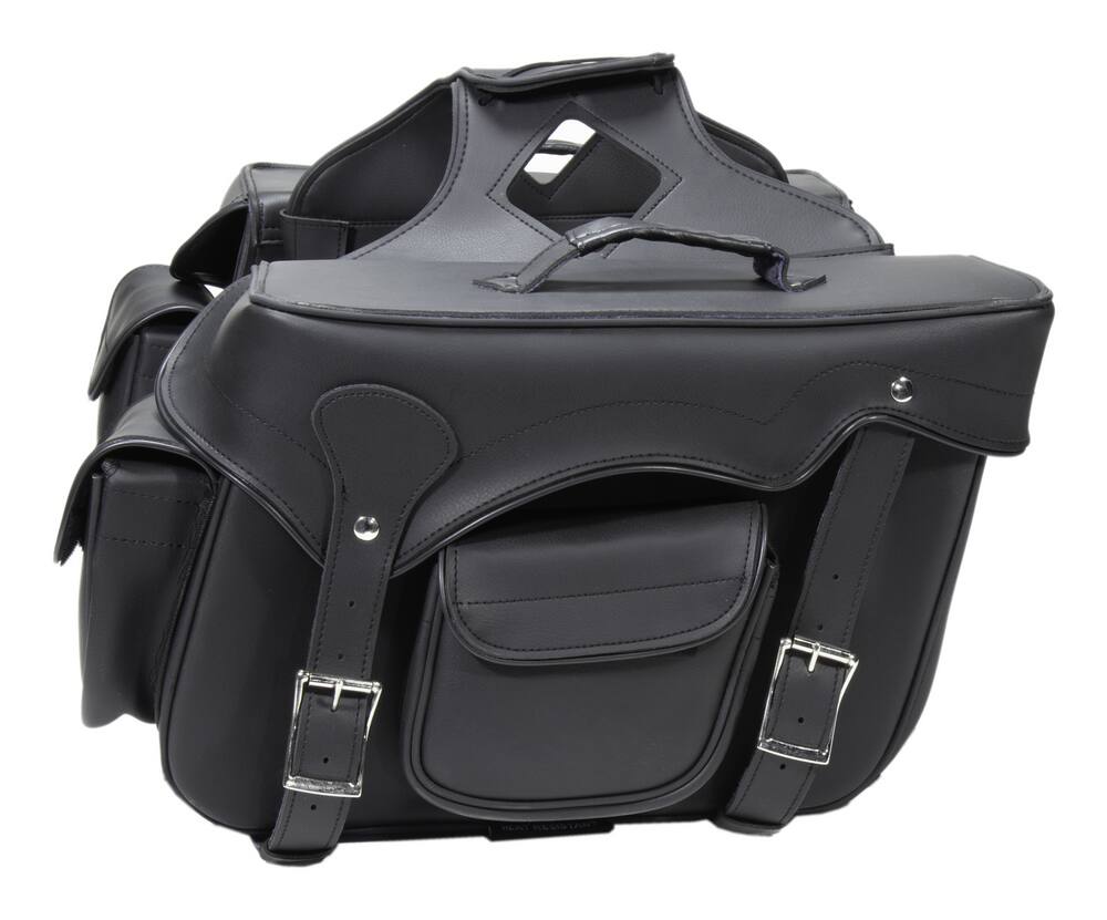 Milwaukee Performance SH666ZB Black Zip-Off Double Front Pocket PVC Throw Over Saddle Bag with Reflective Piping