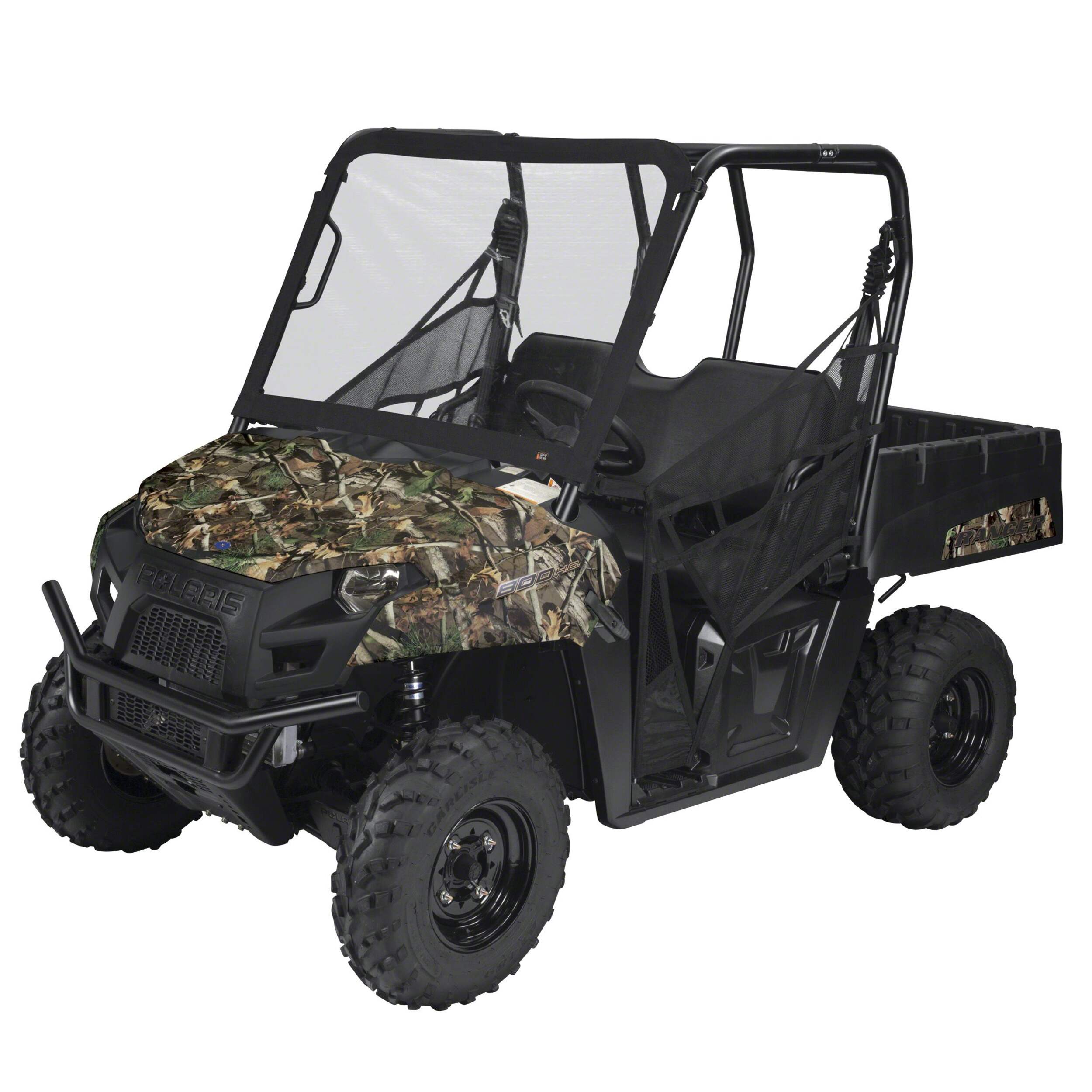 Classic Accessories QuadGear UTV Front Windshield for Yamaha® Rhino, Black Front_Angled_Left