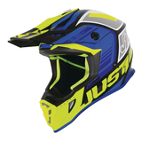 Just1 J38 Blade D-Ring Dirt Bike MX Off-Road Helmet, Blue/Yellow, Assorted Sizes Front_Angled_Left