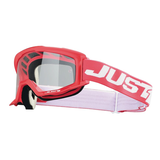 Just1 Vitro Powersports Anti-Fog Scratch-Resistant Goggles, Red/White Front_Three_Fourths_Angled_Left