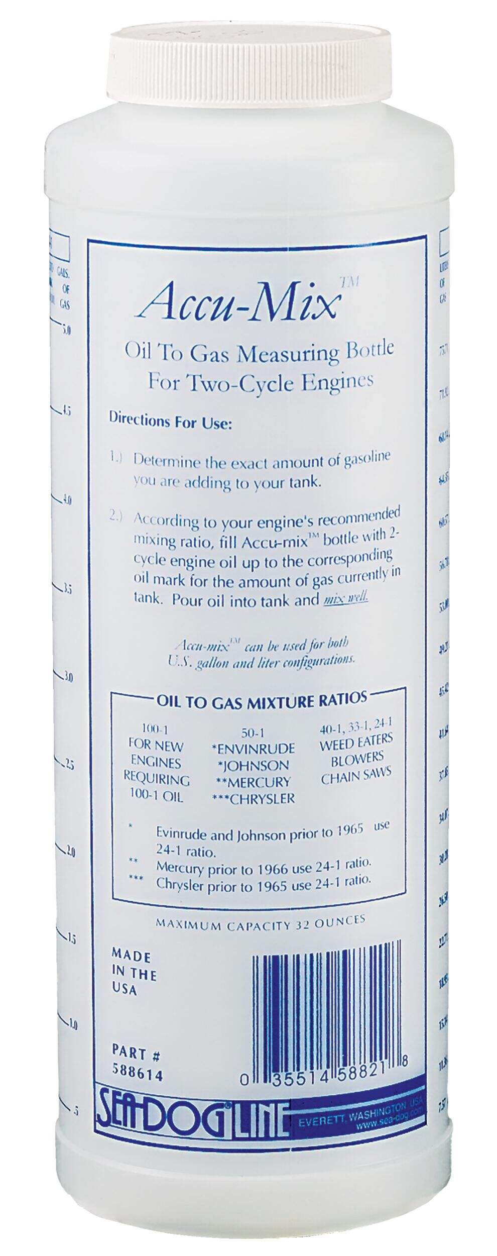 Accu-Mix 588614 2-Cycle Mixing Bottle (Oil/Gas), 32-oz Front_Elevated
