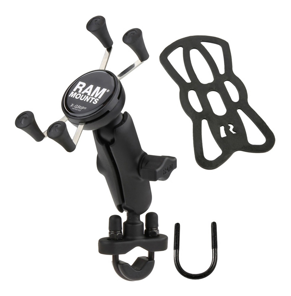 RAM XGrip Universal Phone Mount with Zinc Coated Handlebar UBolt Base