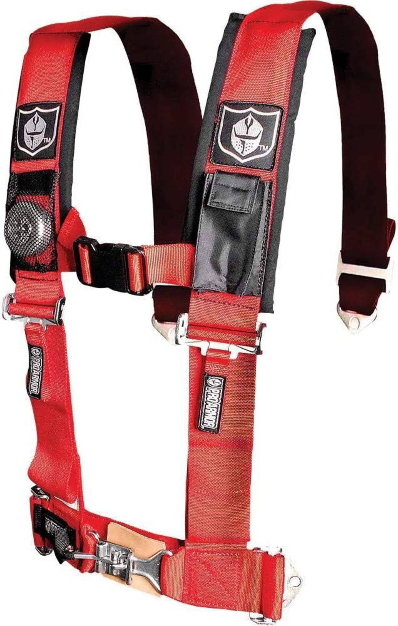Kolpin Pro Armor UTV 4-Point Harness with Sewn-In Pads, Red, 2-in Front_Angled_Left